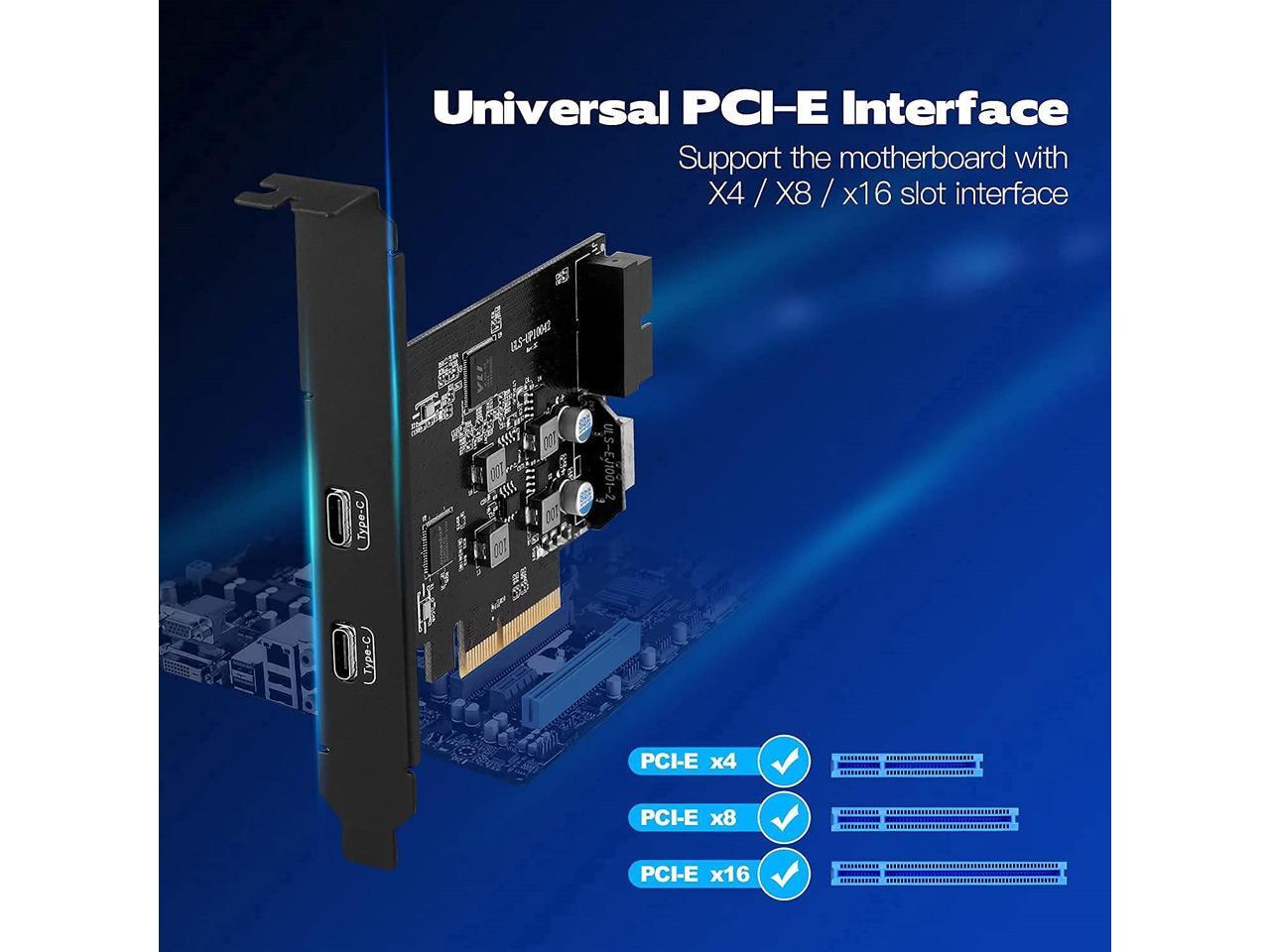 USB C PCIe Expansion Card SuperSpeed 10gbps with 2 USB C and 2 Internal