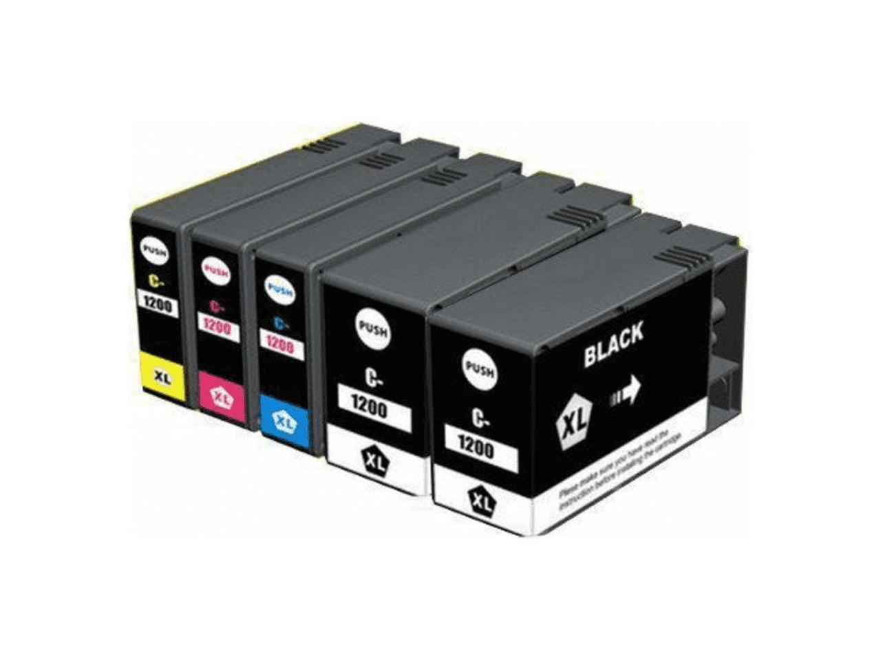 5 Pack High-Yield Compatible Black Cyan Magenta Yellow Ink Cartridge ...