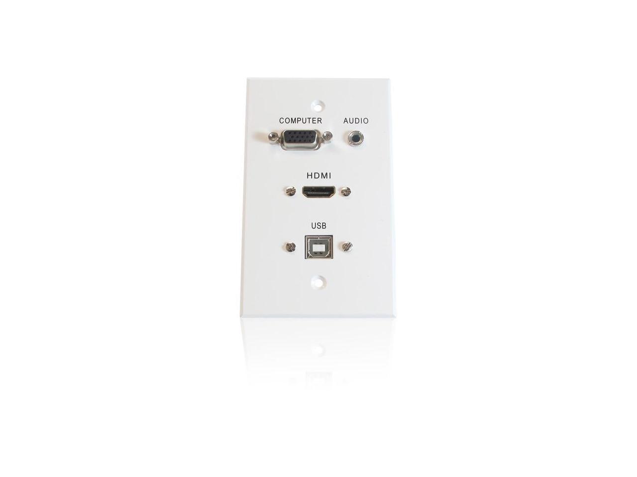 HD15 C2G/Cables to Go 60022 RapidRun Integrated VGA Stereo Audio Decora Style Wall Plate Composite Video + 3.5mm