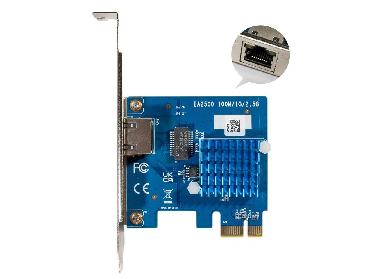 goCoax RTL8125B 2.5GBaseT PCIe Network Card with Backward Compatibility. Supporting 2.5G/1G