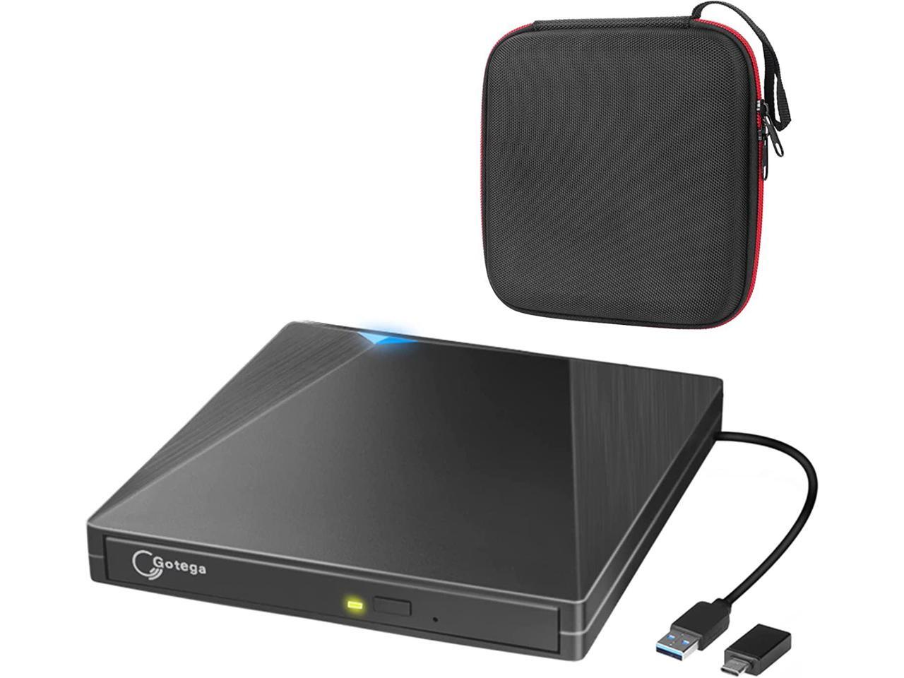 Gotega External DVD Drive USB 3.0 Type C with Storage Case External CD