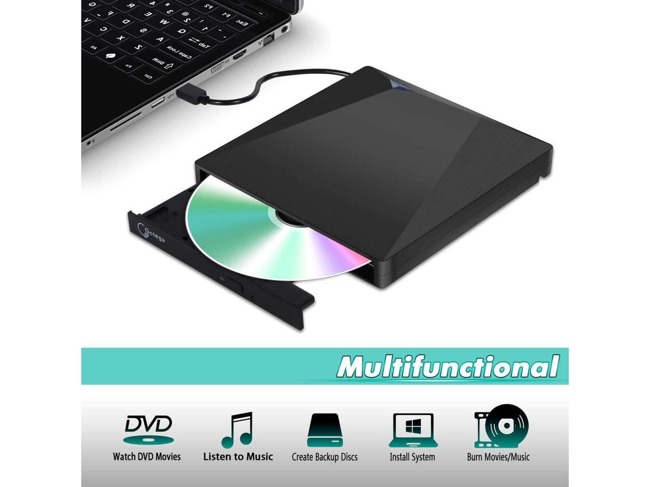 Gotega External DVD Drive USB 3.0 Type C with Storage Case External CD