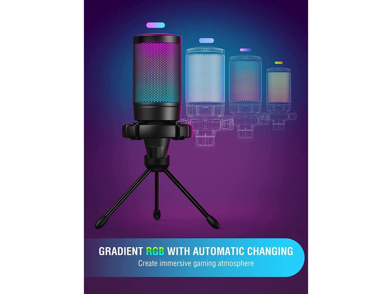 Gaming USB Microphone for PC PS5, FIFINE Condenser Mic with Quick Mute