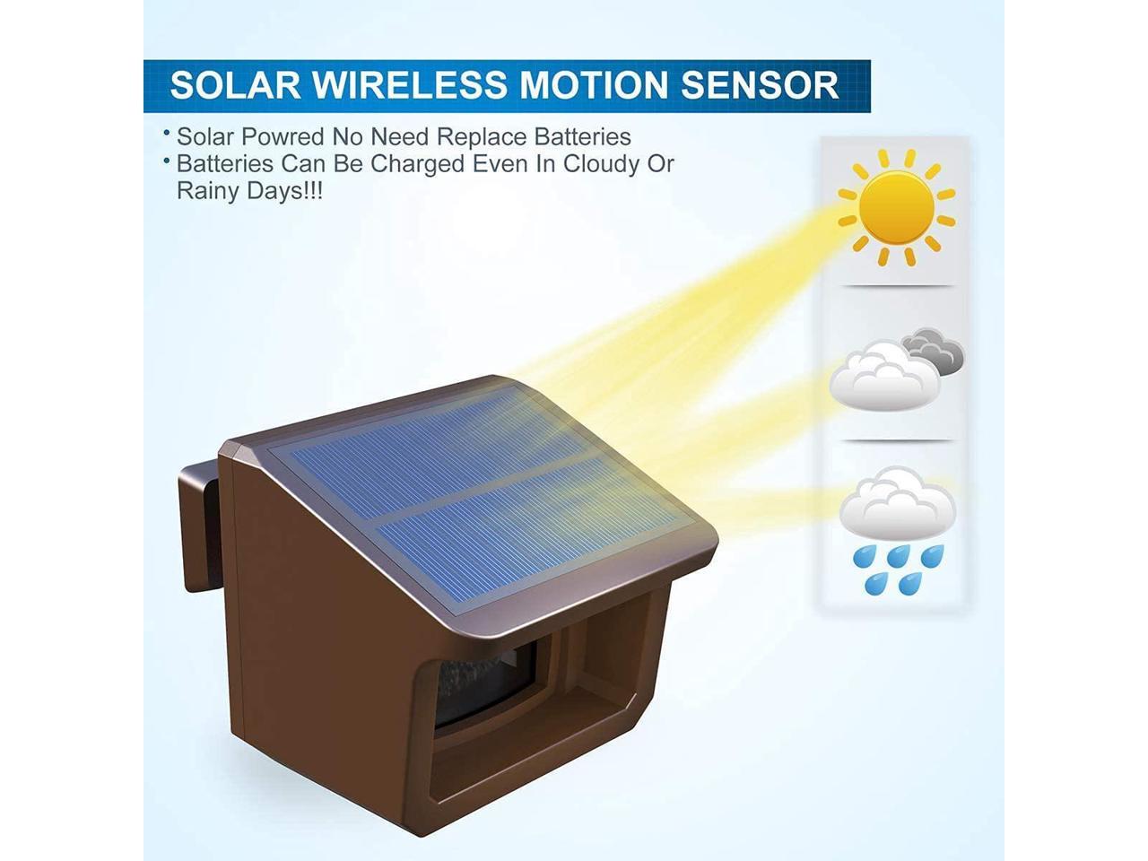 3-pin Model - Not U.S. Solar Driveway Alarm System Outdoor Wireless PIR Kit 