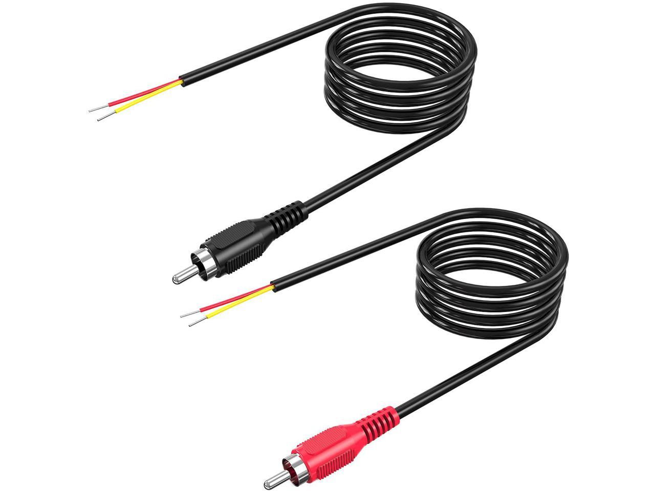 6ft Flexible Dual 1/4" TS Mono Male Plug to 2-RCA Plug Male Red Audio Cable 