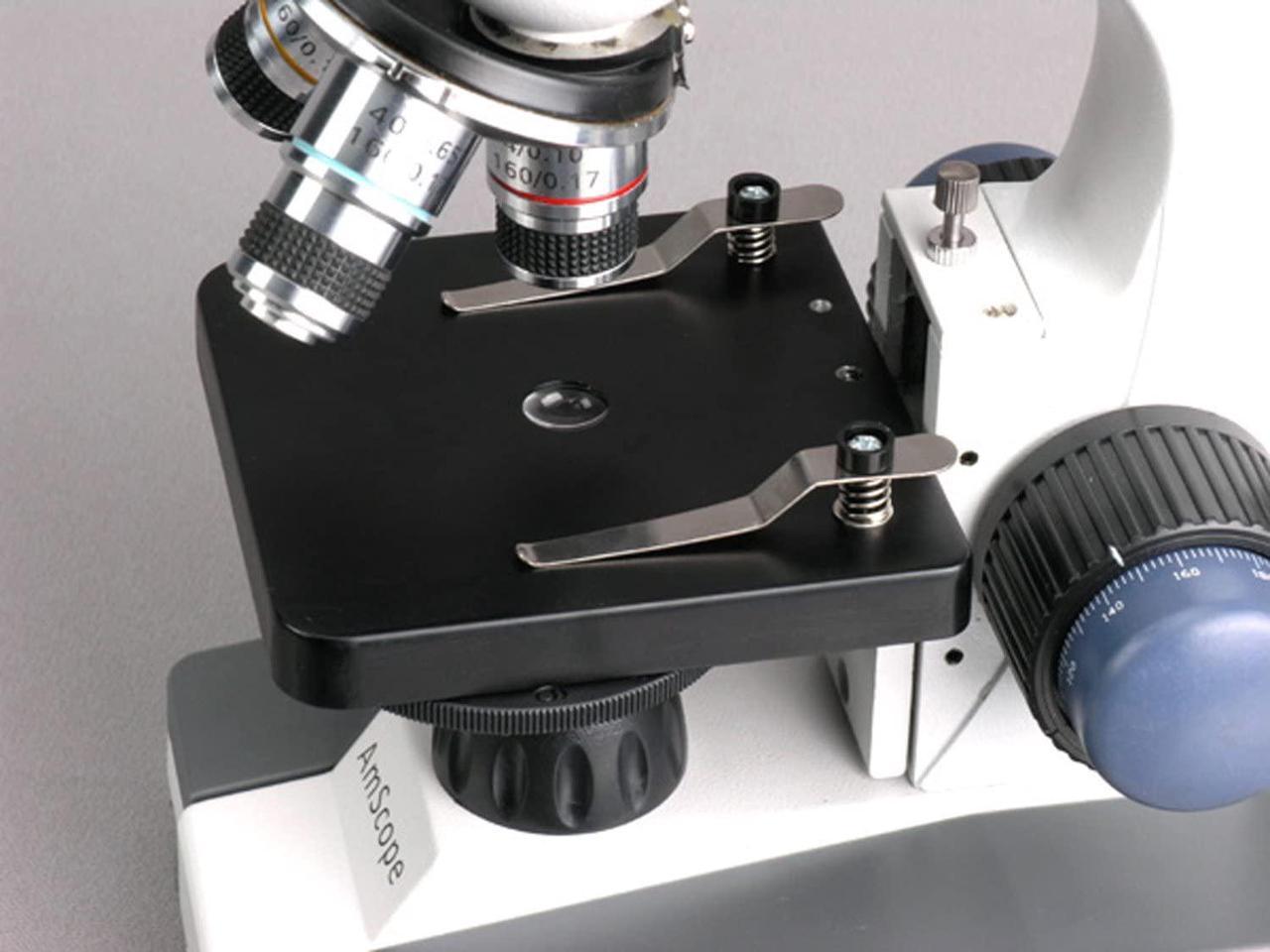 Single-Lens Condenser 110V WF10x and WF25x Eyepieces LED Illumination AmScope M150C-PS25 Compound Monocular Microscope Coaxial Coarse and Fine Focus Includes Set of 25 Prepared Slides 40x-1000x Magnification Plain Stage Brightfield 