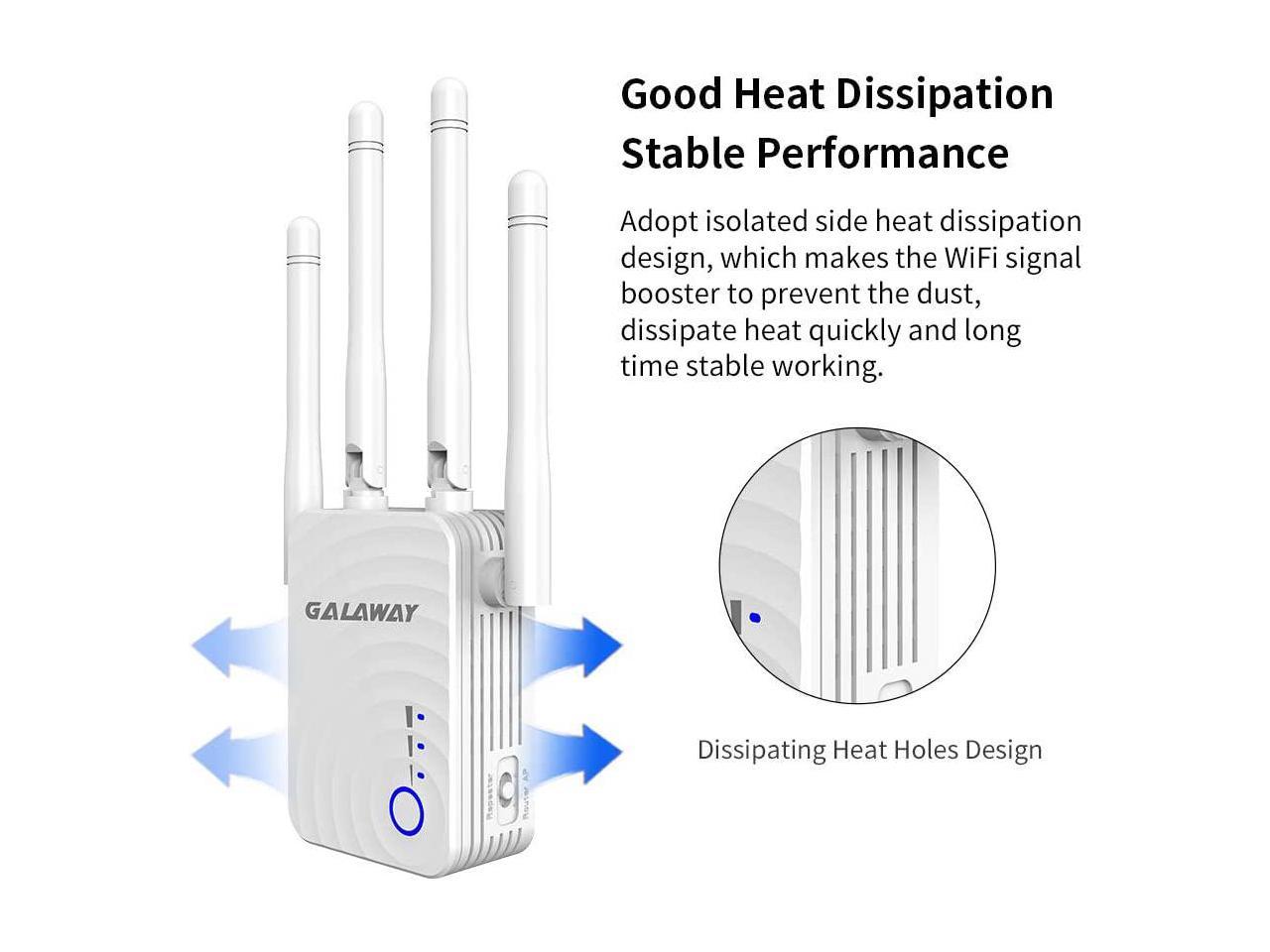 GALAWAY G1208 WiFi Extender 1200Mbps WiFi Repeater Wireless Signal Booster 360 Degree Full Coverage G0087 2.4 & 5GHz Dual Band WiFi Extender with Ethernet Port 