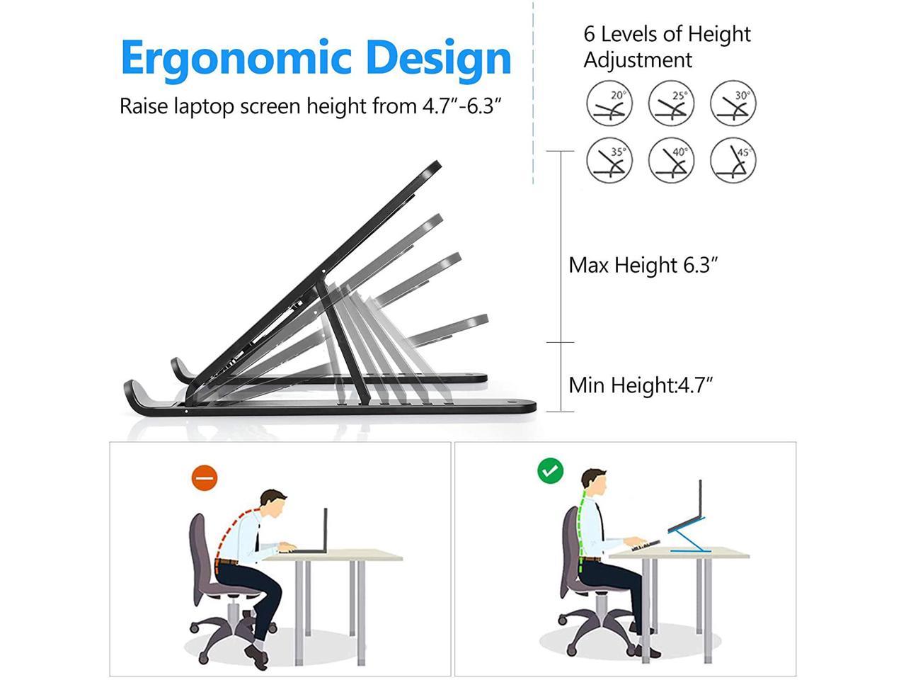 Suitable for All Laptops and Tablets ABS 6-Level Angle Adjustable Height Laptop Mount Foldable Portable Desktop Computer Laptop Stand Laptop Stand 