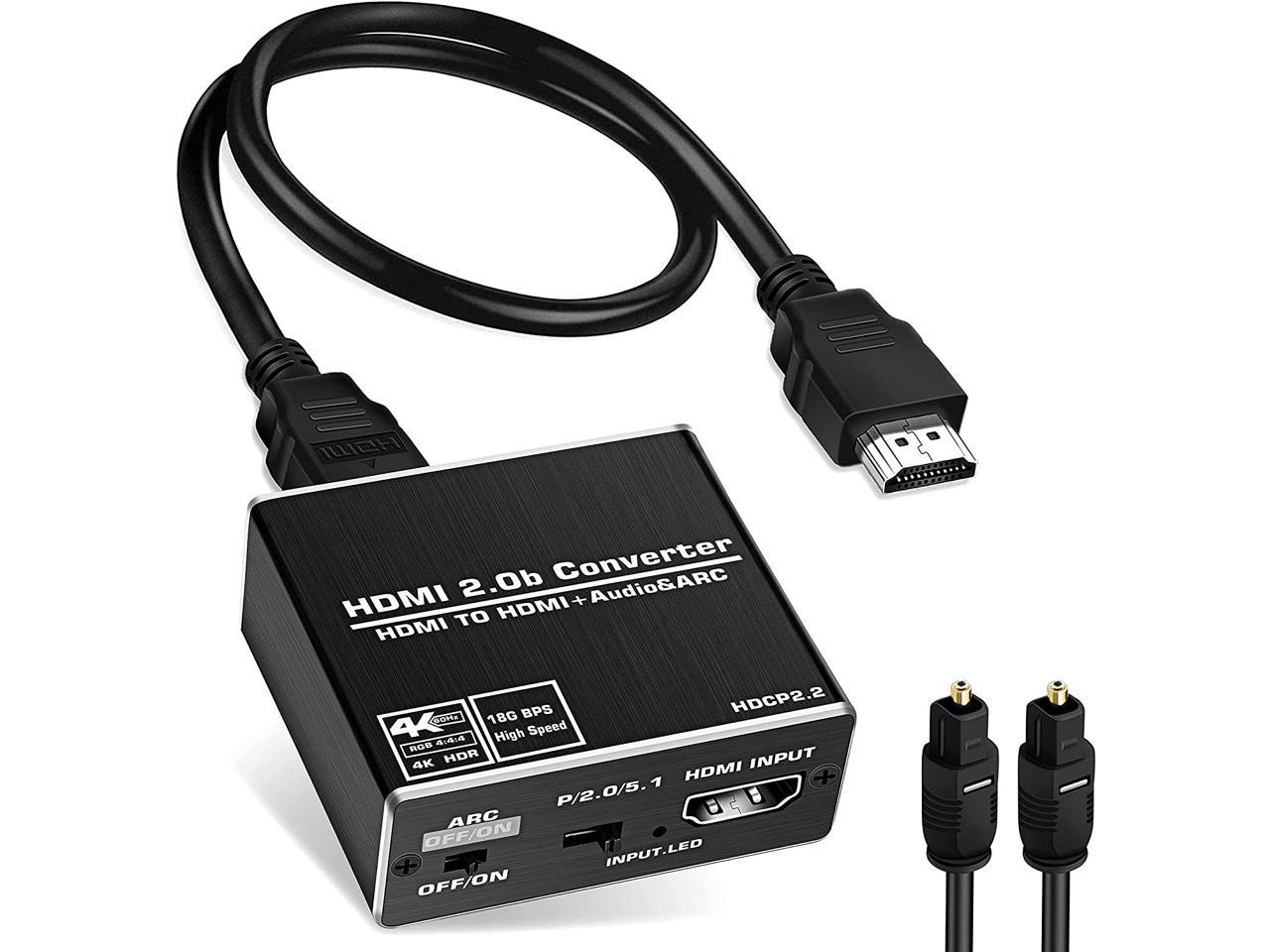 HDMI 2.0 Audio Extractor 4K@60Hz YUV 4:4:4 and HDR Adapter HDMI to Optical Toslink SPDIF RCA R/L + 3.5mm Stereo Audio Converter for Blu-ray Player Xbox One X PS4 Pro Laptop Projector HDTV 