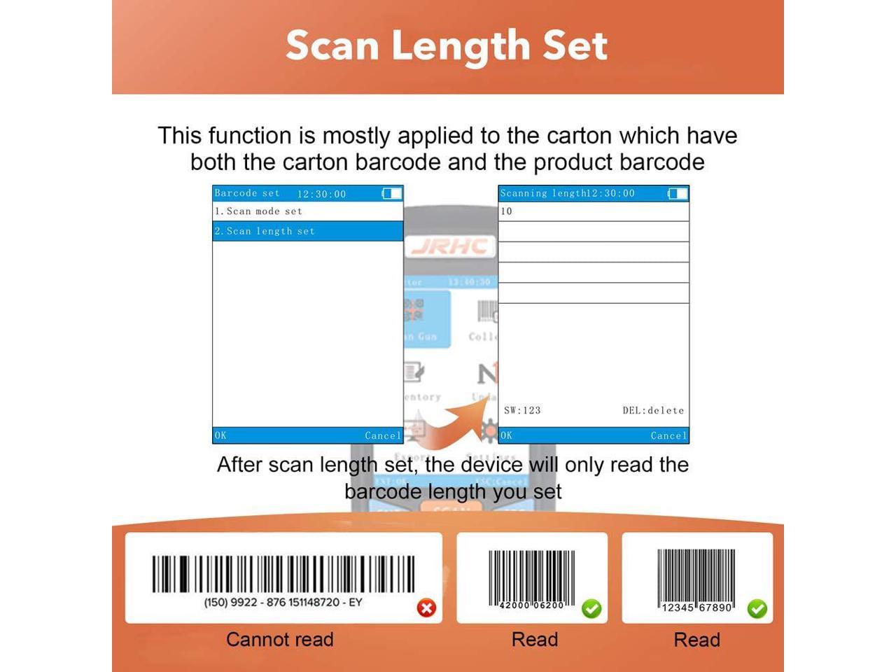 scanner de codes-barres sans fil 2,4 G pour scanner des collections et des inventaires avec écran LCD 2,2 JRHC Scanner de codes-barres 1D scanner d'inventaire et collectionneur 