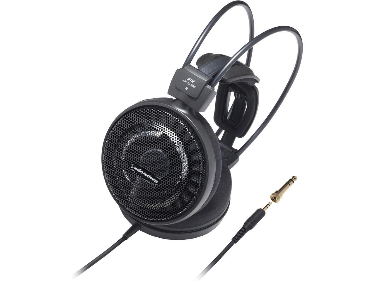 Audio-Technica Audiophile Open-Air Headphones Black with Audio-Technica Omnidirectional Condenser Lavalier Microphone ATH-AD900X 