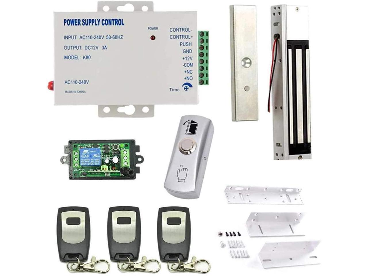 MENGQI-CONTROL Remote Open 600lbs Electric Magnetic Lock Access Control Kit  for Inward or Outward Door 3 Remote Control ZL Bracket 110-240V Power  Supply Unit Push to Exit Button - Newegg.com Security Camera Wiring Diagram Newegg