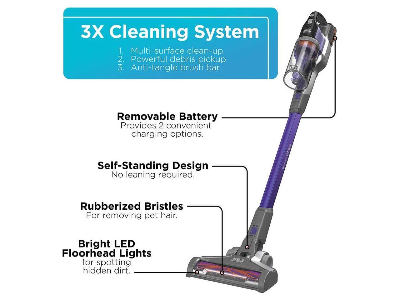 BLACK+DECKER Powerseries Extreme Cordless Stick Vacuum Cleaner for Pets, Purple (BSV2020P