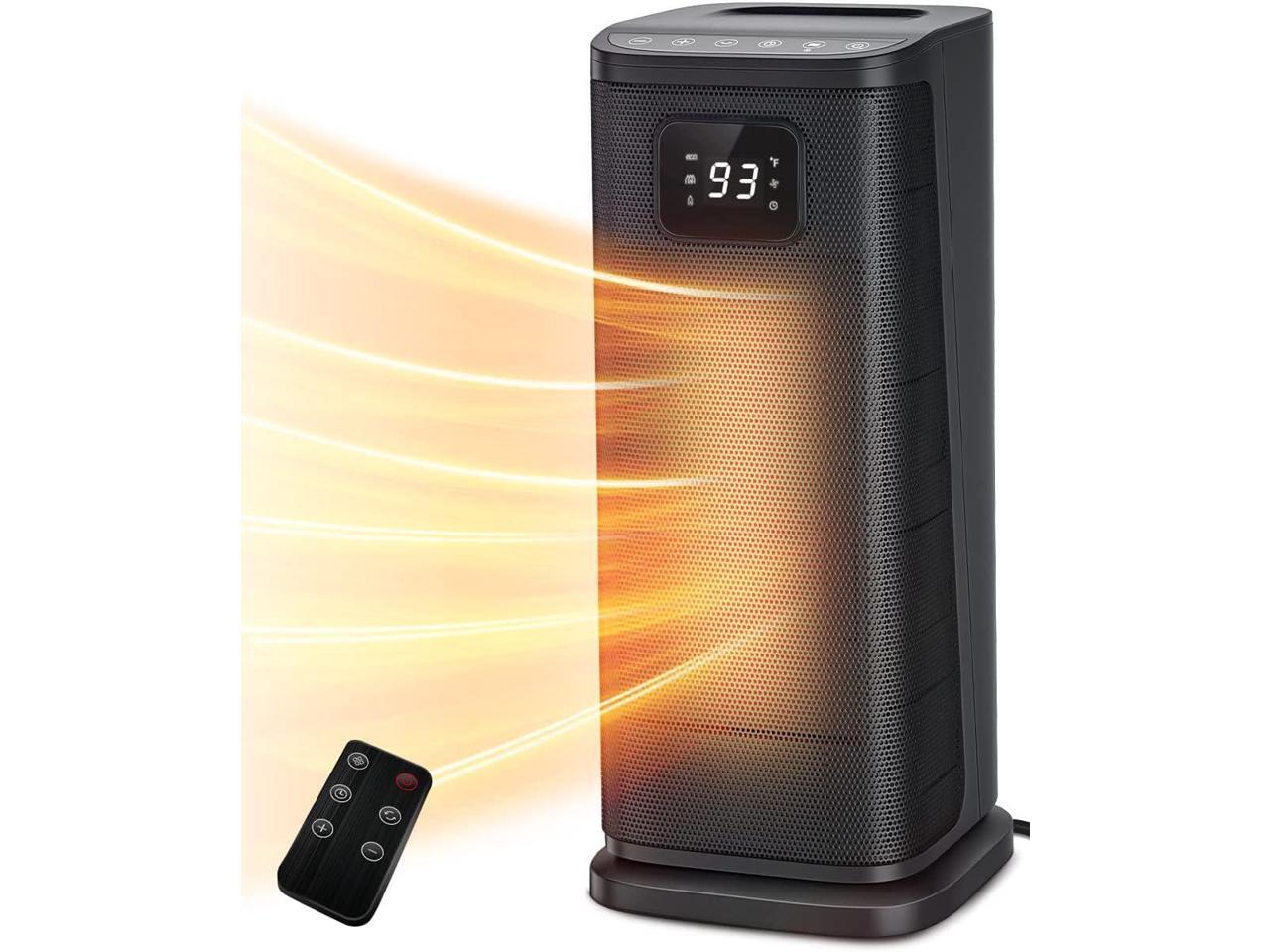 KopBeau Oscillating Space Heater for Indoor Use,1S Fast Heating, Electric & Portable  Heater w/ Thermostat, 1500W Ceramic PTC Room Heater with 4 Modes, 24H  Timer, LED Display, Safe for Office Use -