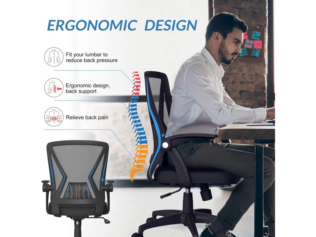 KOLLIEE Mid Back Mesh Office Chair Ergonomic Swivel Black Mesh ...
