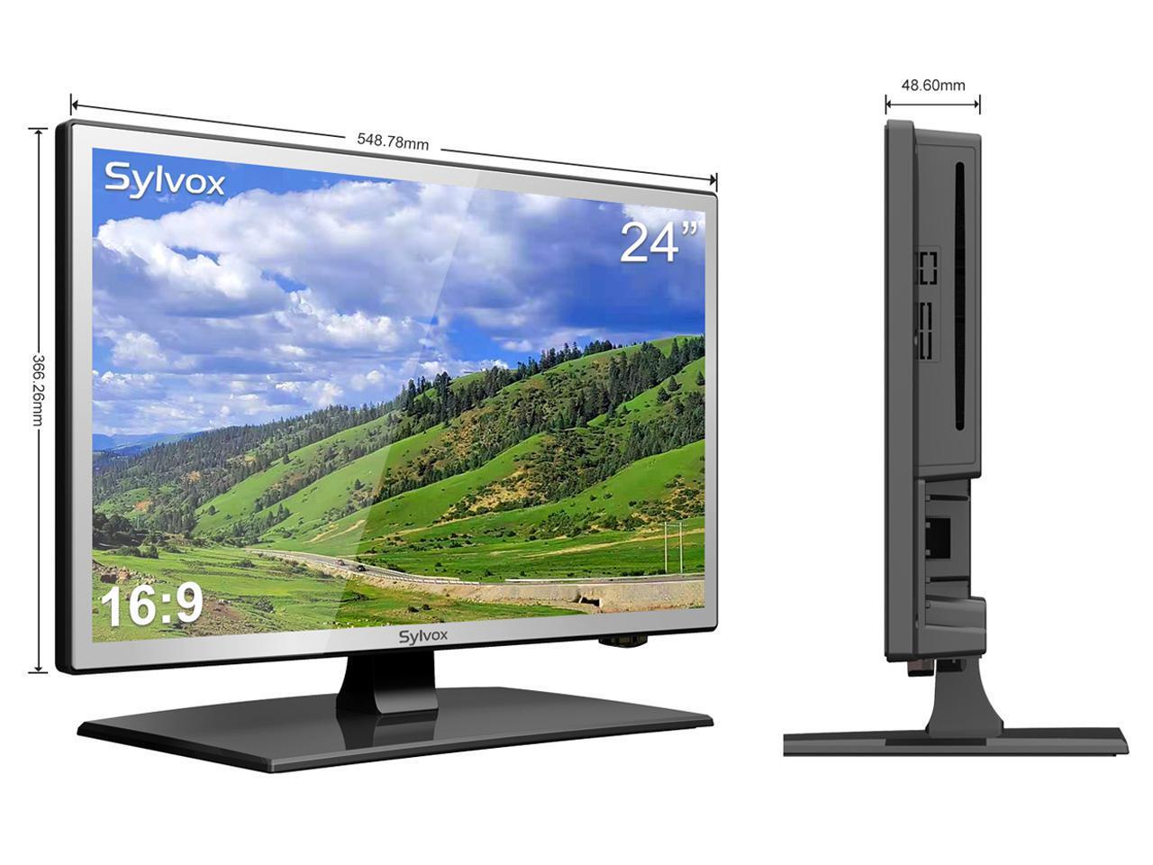 Sylvox 24inch RV TV, 1080p, Builtin DVD Player Speaker FM Radio, 12