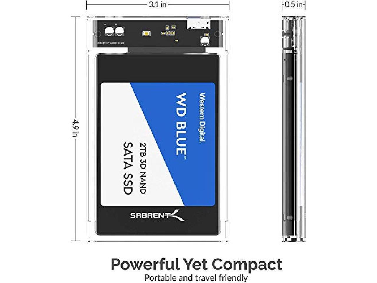 SABRENT 2.5-Inch SATA To USB 3.0 Tool-Free Clear External Hard Drive ...