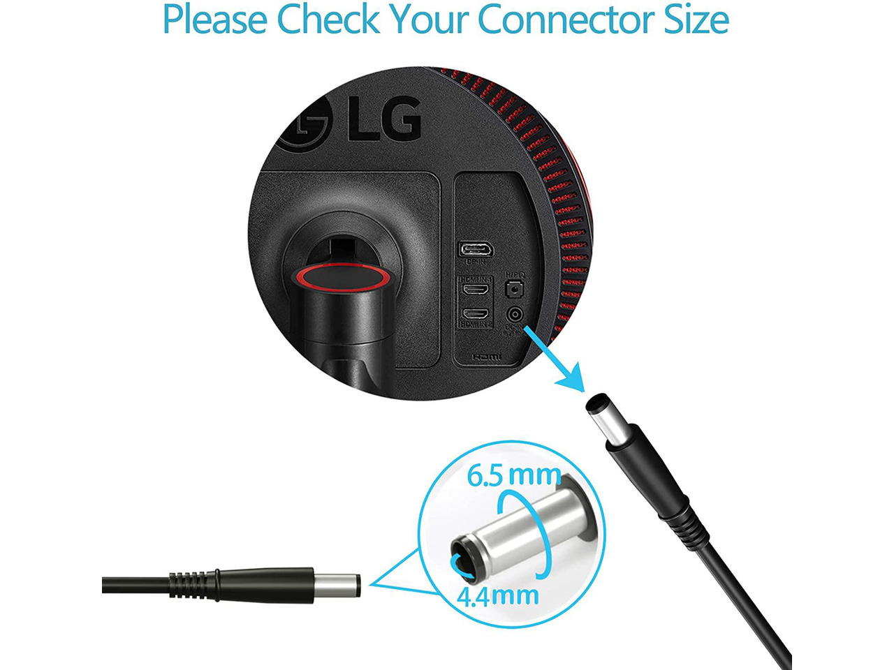 thumbnail image 2 of YTYS 90W AC Adapter Charger For LG 22M38A Monitor – 19V 4.7A, 6.5x4.4mm Tip, CE/FCC 2 of 6