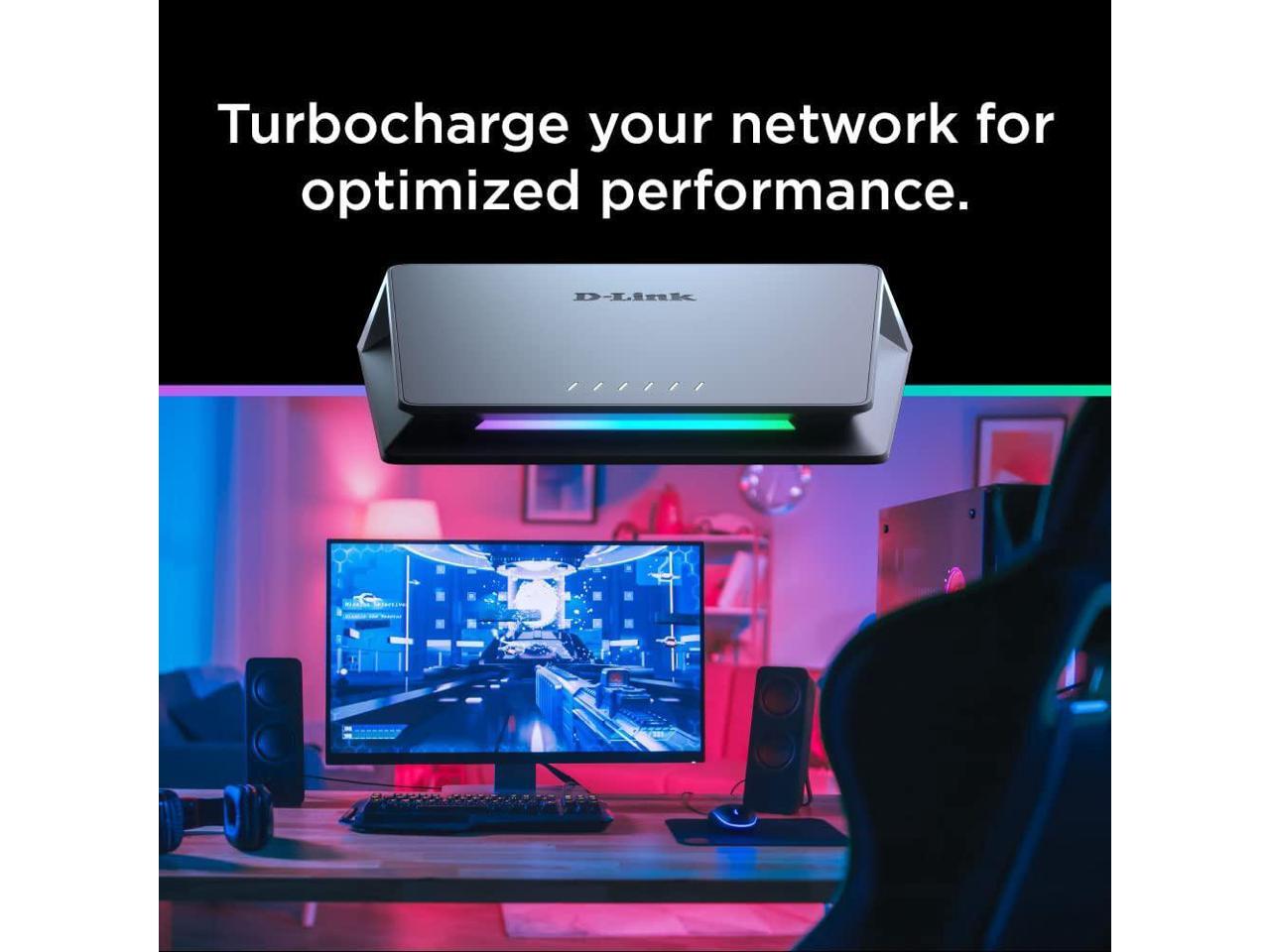 DLink 6Port 10GB & 2.5GB Unmanaged Gaming Switch with 1 x 10G, 5 x 2