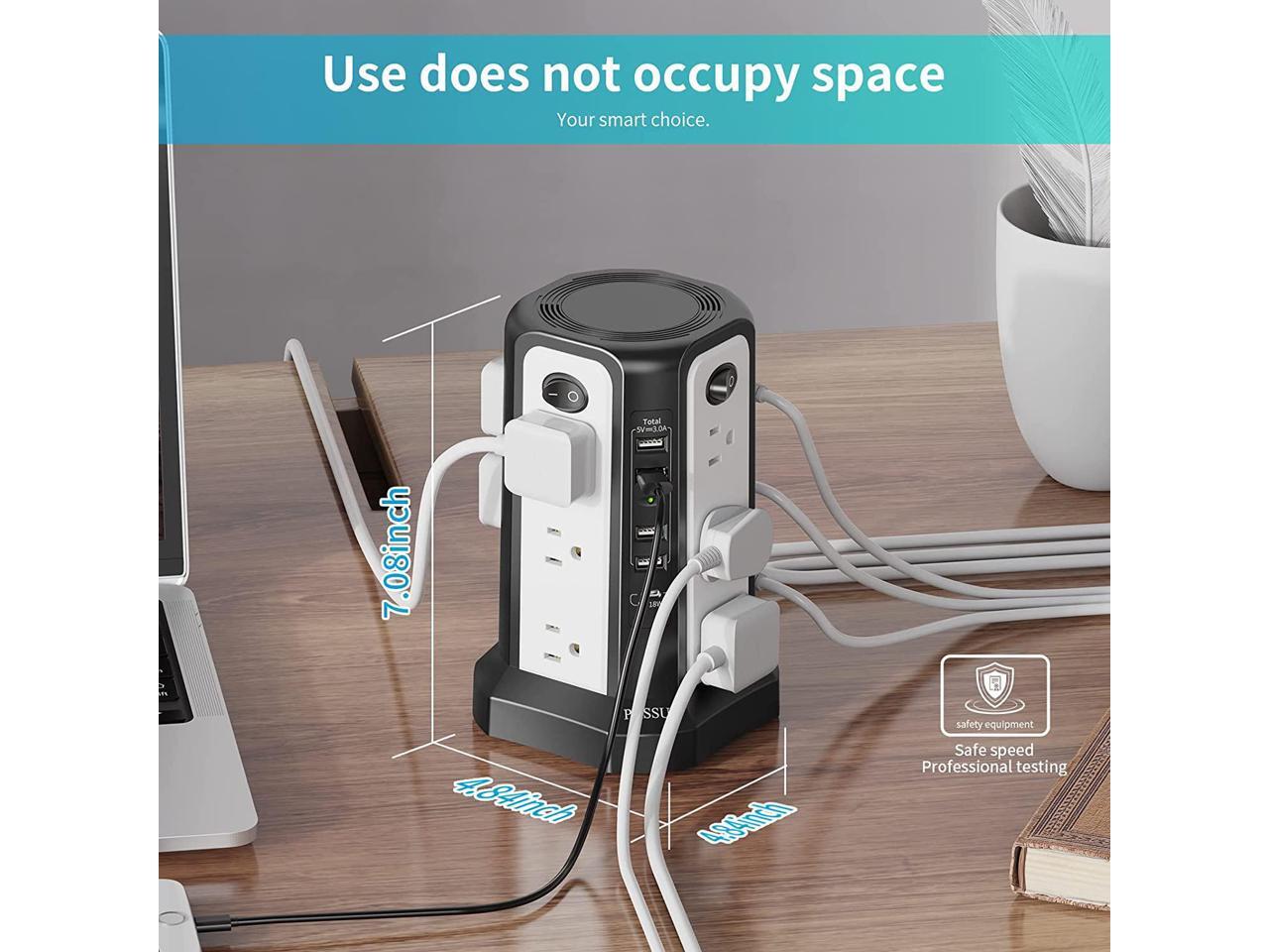 Surge Protector Tower with USB C(PD18W) Port,Power Strip Tower with 4