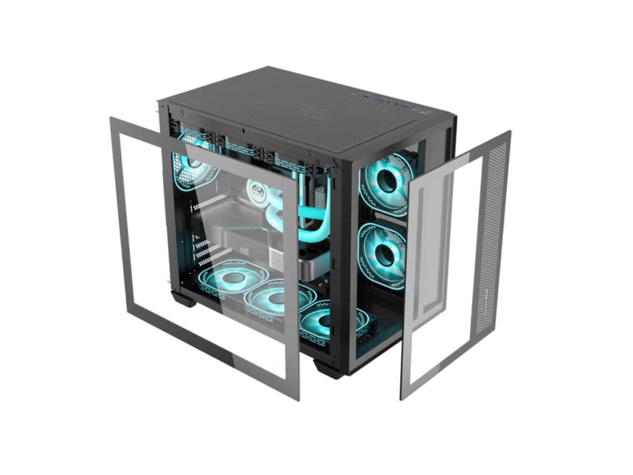 Micro ATX Case, MiniITX Gaming PC Case 2 Tempered Glass Panels & Front Panel Micro ATX PC Case