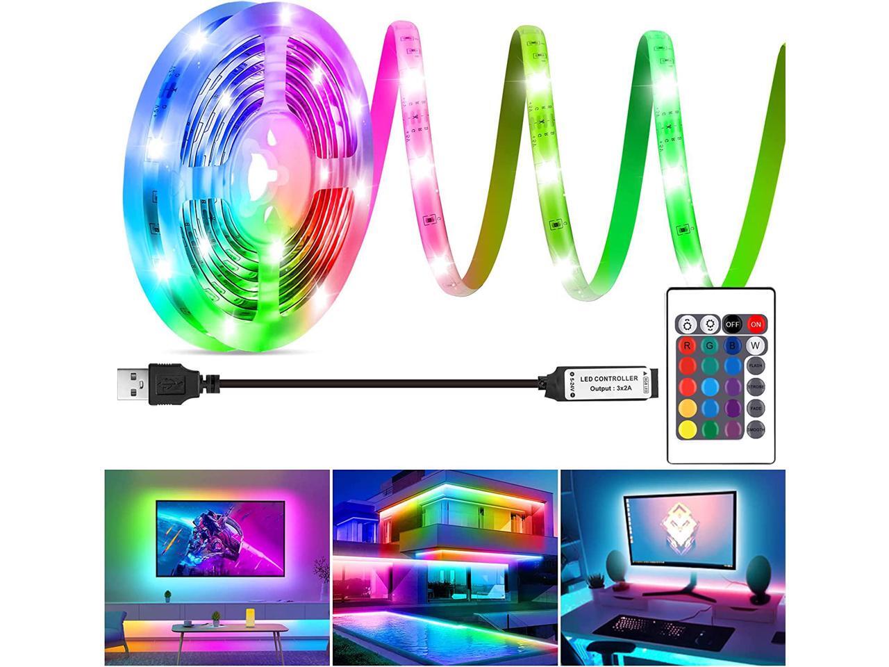 (2m/6.56ft) LED Strip Lights, USB Powered, SMD 5050 Flexible LED Lights, RGB Cuttable LED Strip