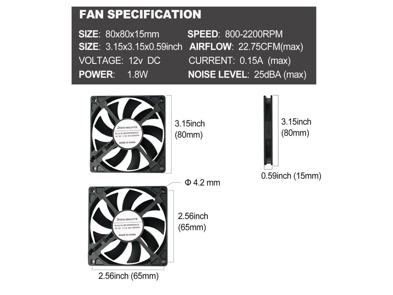 80mm Slim Quiet Computer Case Fan 12V 8015 4Pin PWM Silent PC Fans for