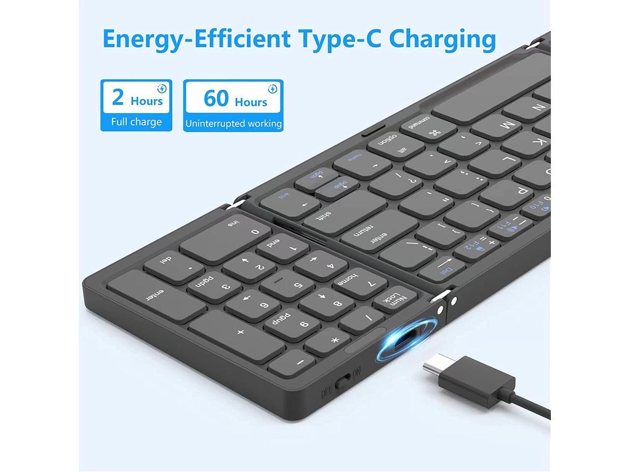 Foldable Bluetooth Keyboard, Foldable Wireless Portable Keyboard with