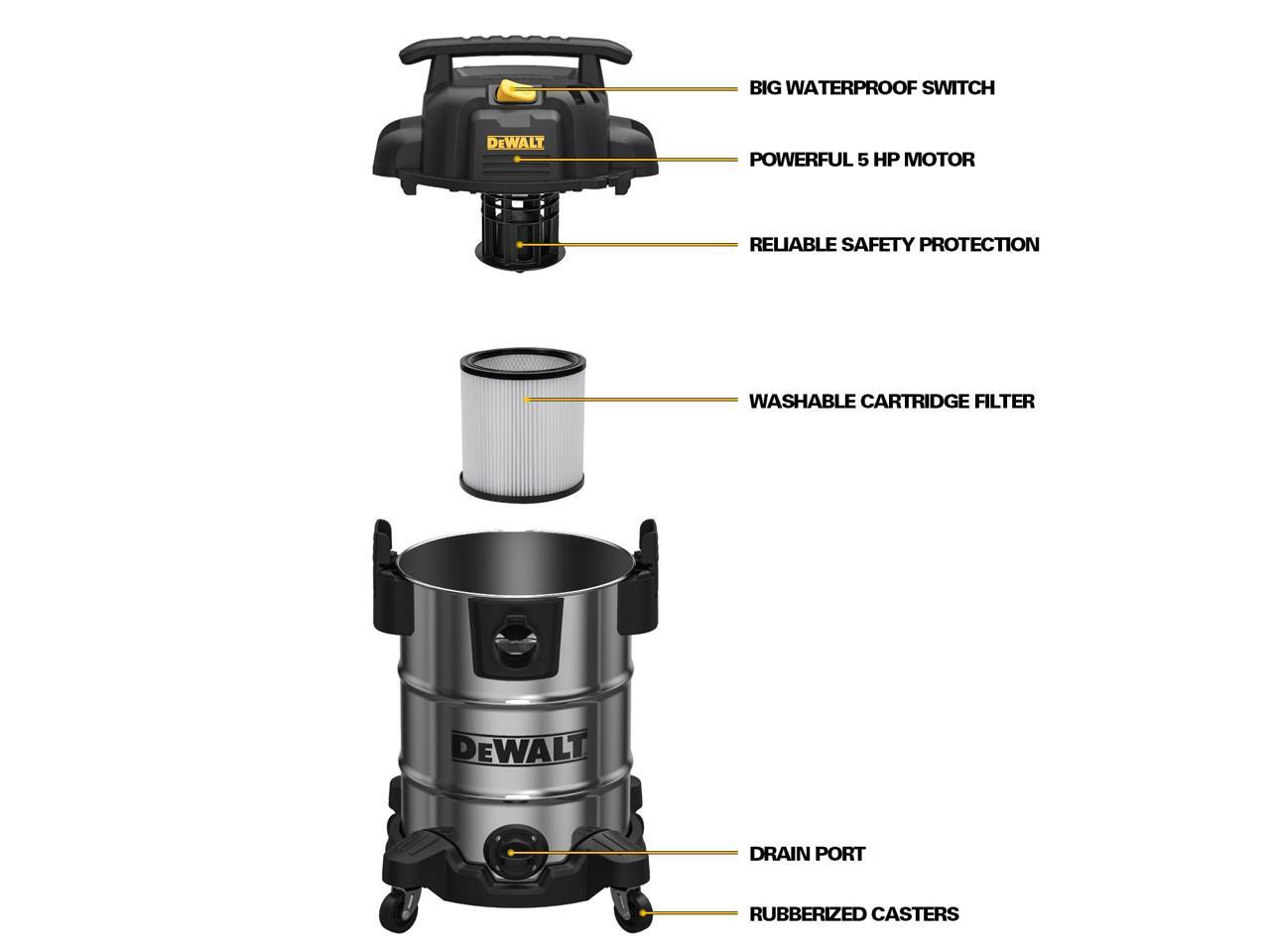 DeWalt Wet Dry Vacuum, 8 Gallon 4HP, Stainless steel tank Wet/Dry/Blow