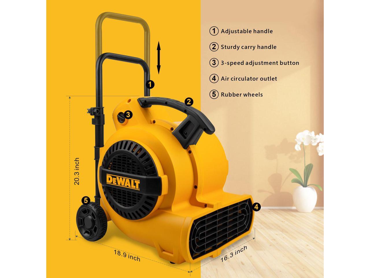 DEWALT Air Mover, Floor Dryer, 3 Speed MAX 1800 CFM