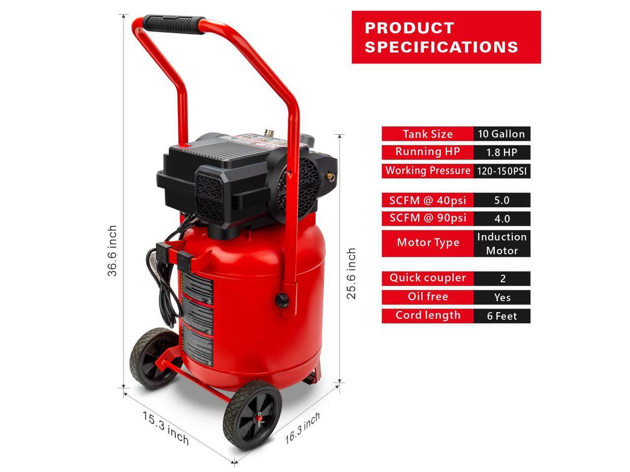 CRAFTSMAN Air Compressor, 10 Gallon 1.8 Peak Horsepower Oilfree