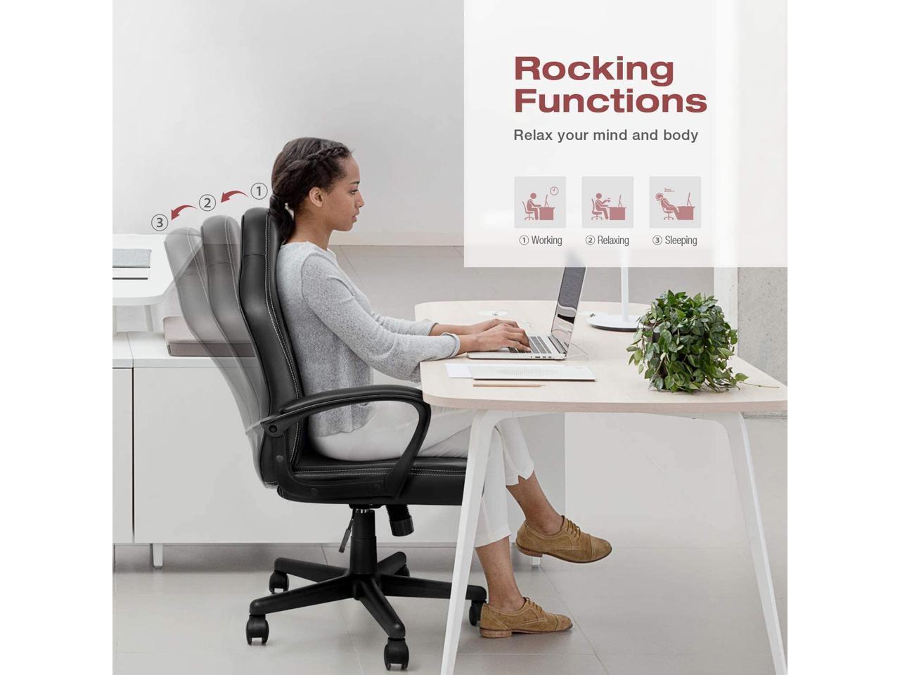 Furmax Office Desk Leather Gaming, High Back Ergonomic Adjustable