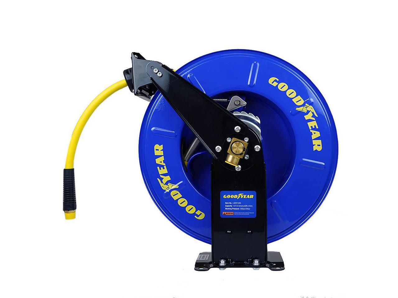 Goodyear 1/2" x 50' Retractable Steel Reel Rubber Air Hose Heavy Duty