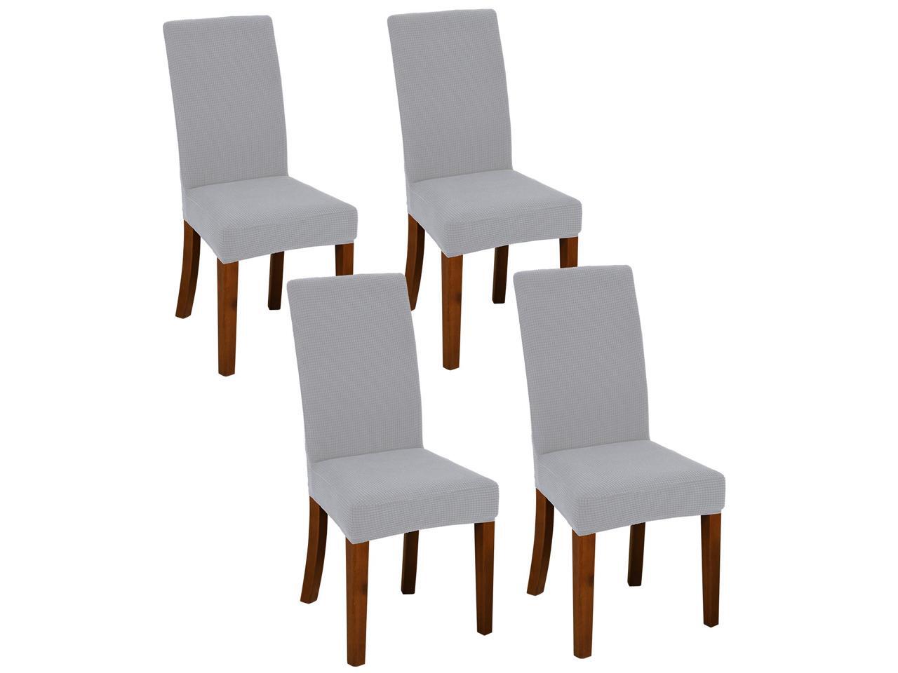 Chair Covers for Dining Room Set of 4 Grey Stretch Slipcovers Chairs