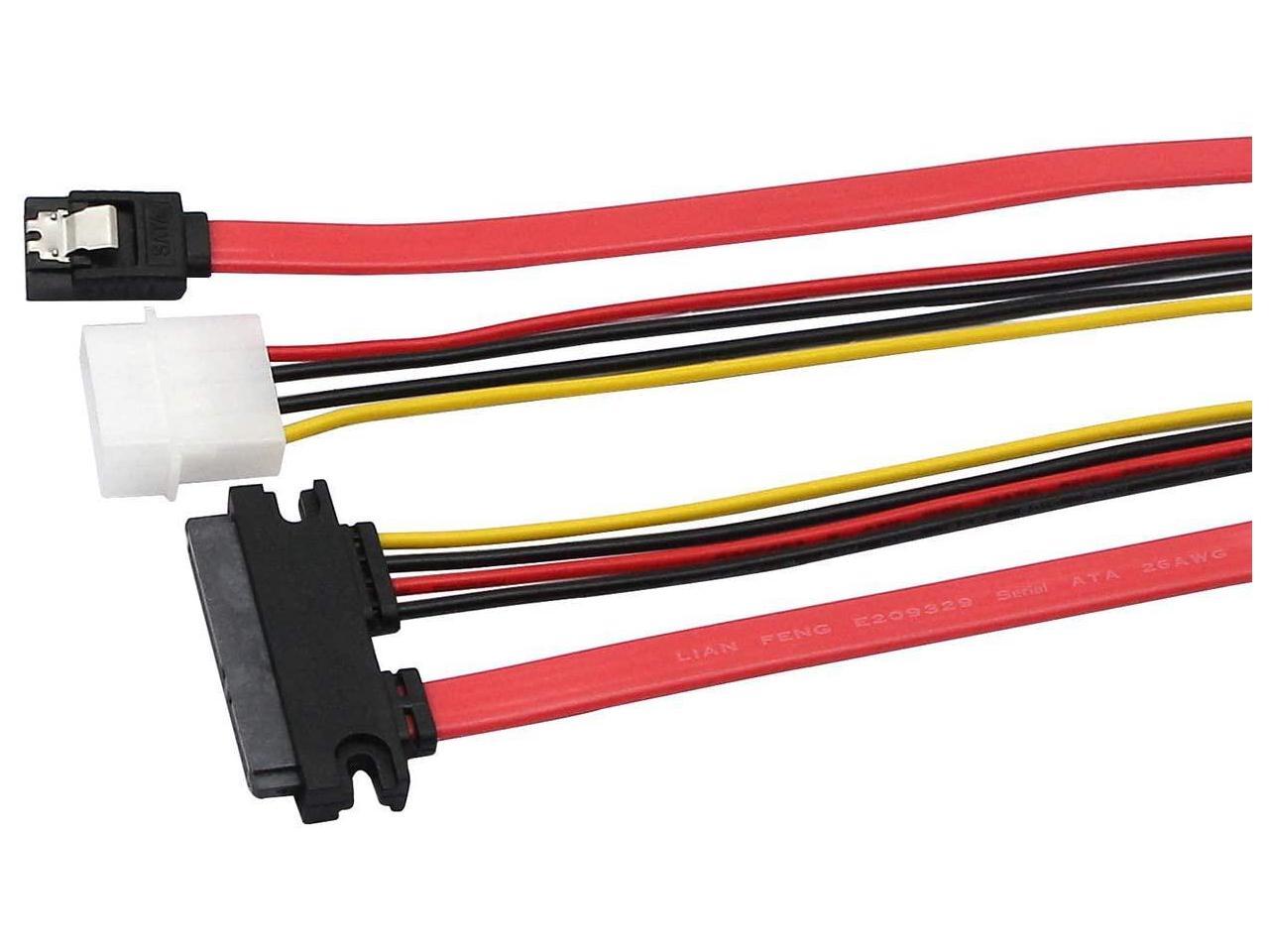 22 Pin SATA ATA Data and Power Combo Cable,22Pin SATA to 7Pin Serial ATA Data Cable + 4Pin IDE