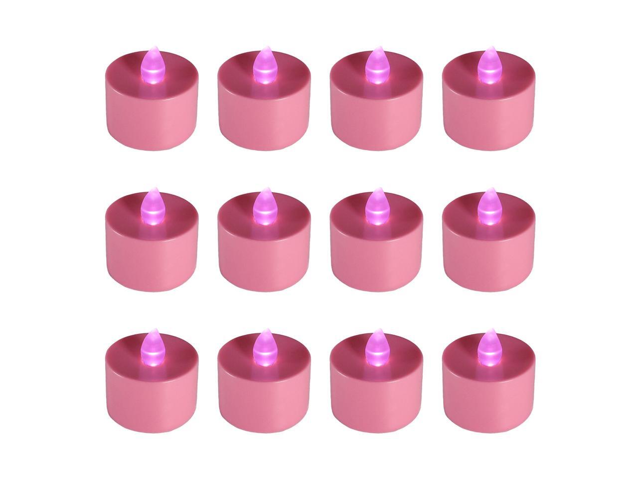 Battery Operated Tea Light Candles, Pink Set of 12