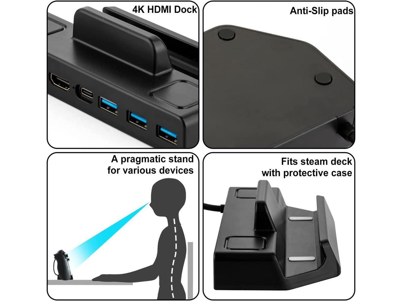 TV Docking Station for Valve Steam Deck, 5 in 1 Hub Stand Dock with 4K