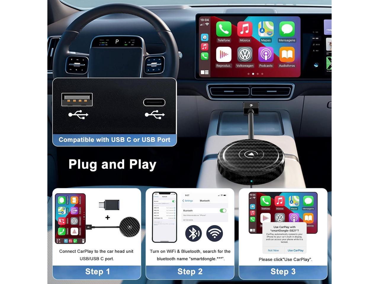 Wireless CarPlay Adapter for iPhone - 2024 Apple CarPlay Wireless ...