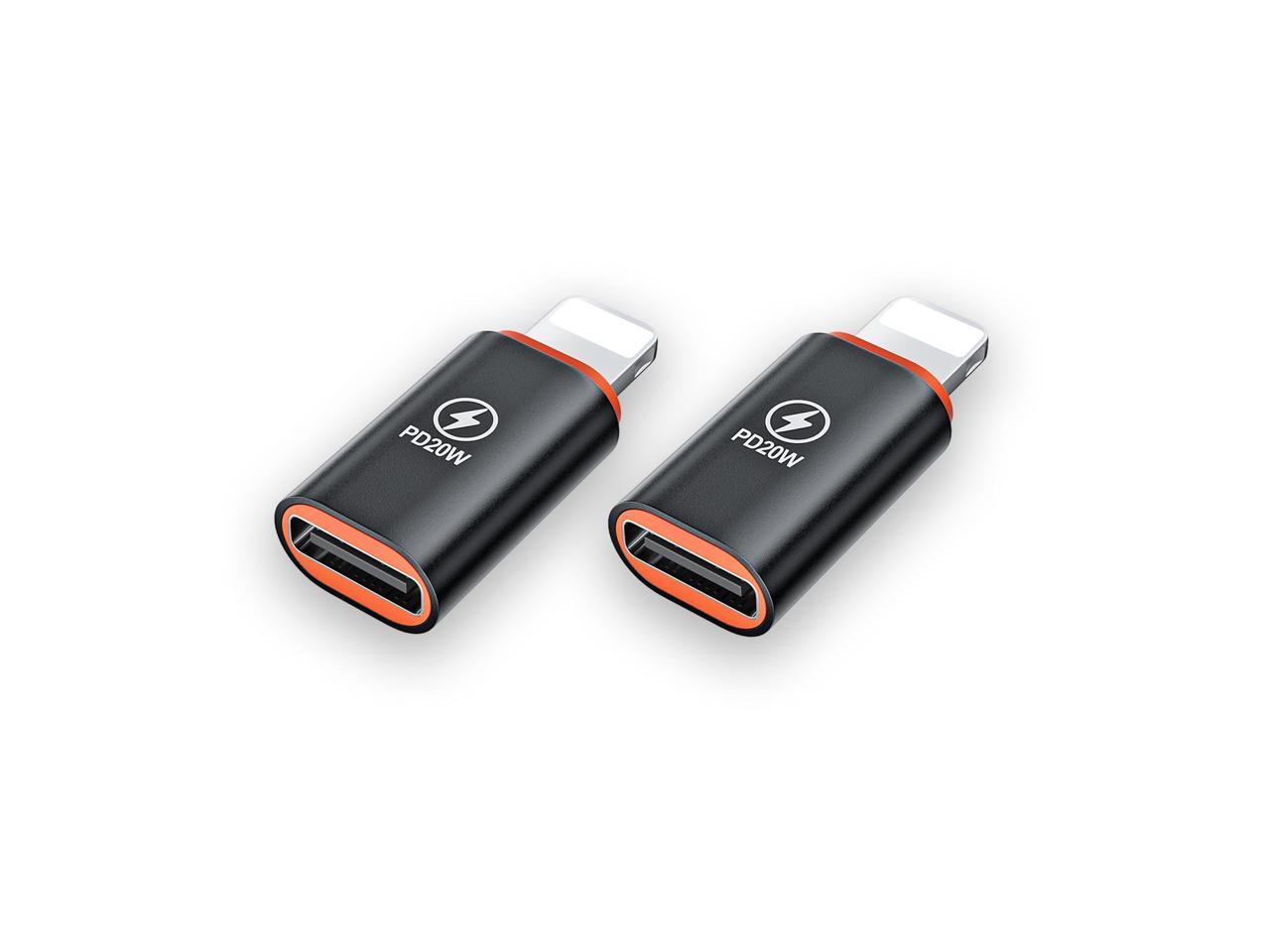USB C to Lightning Adapter 2 Pack 20W PD Fast Charging Lightning Male