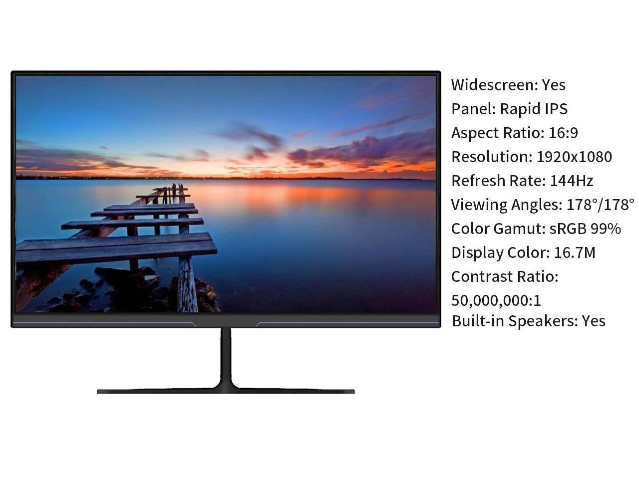 LGLO 24" 1920 x 1080 144Hz Gaming Monitor with Builtin Speakers and