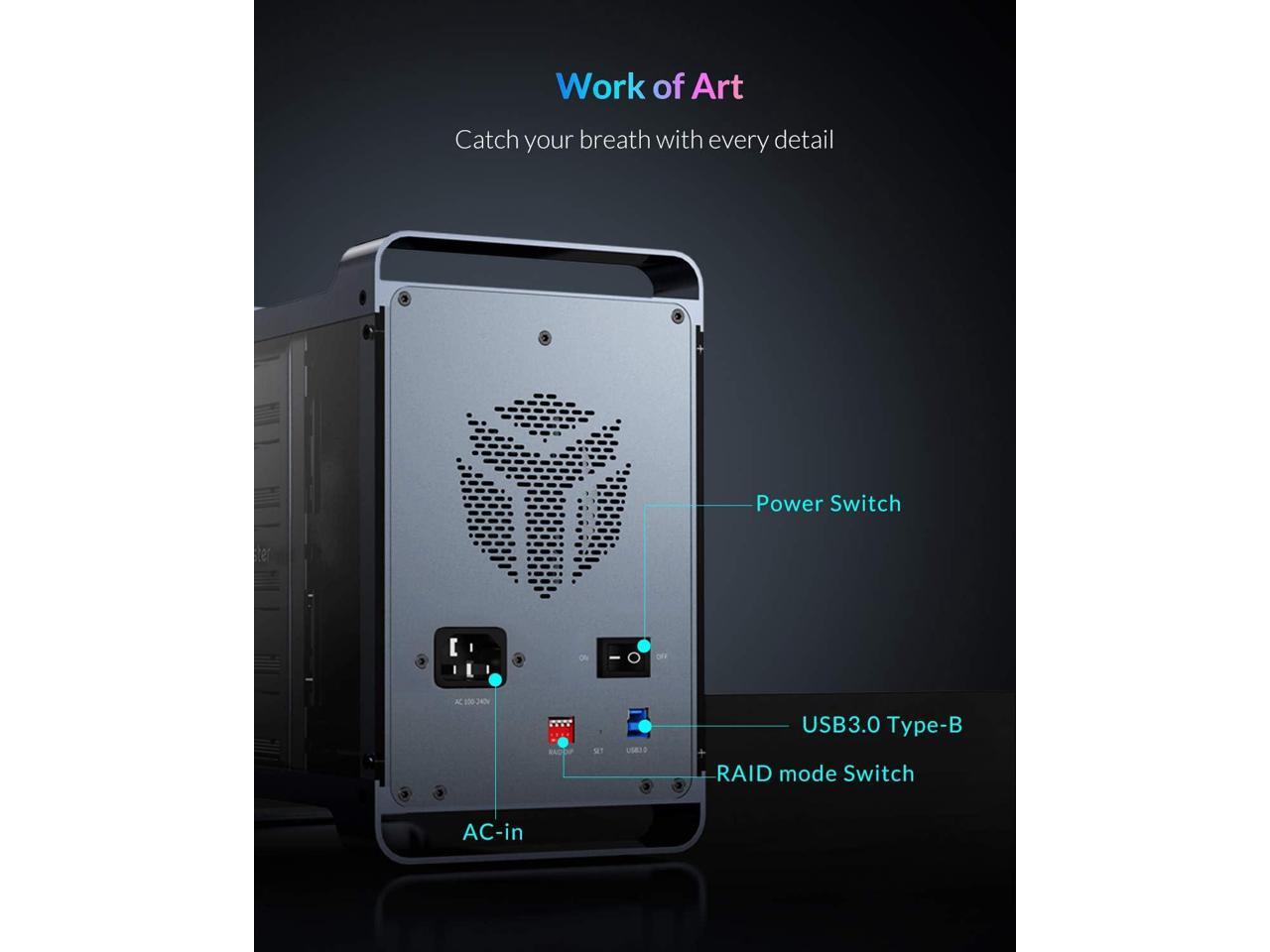 Yottamaster 4 Bay RAID External Hard Drive Enclosure 2.5"&3.5" SATA HDD