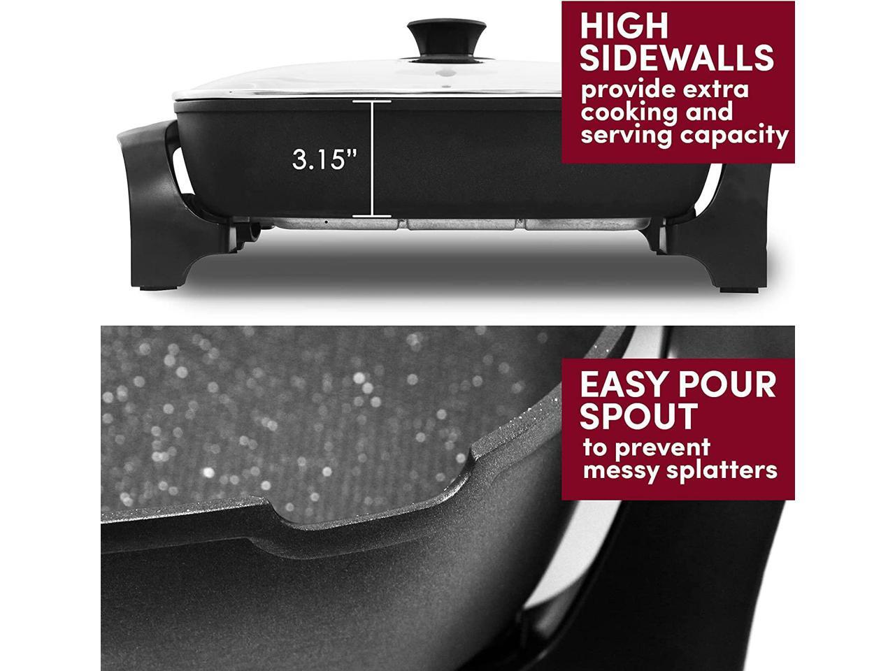 Elite Gourmet EG6203 PFOAFree 16"x 13"x3.2" / 10.5Qt Scratch Resistant, EasyPour Spout