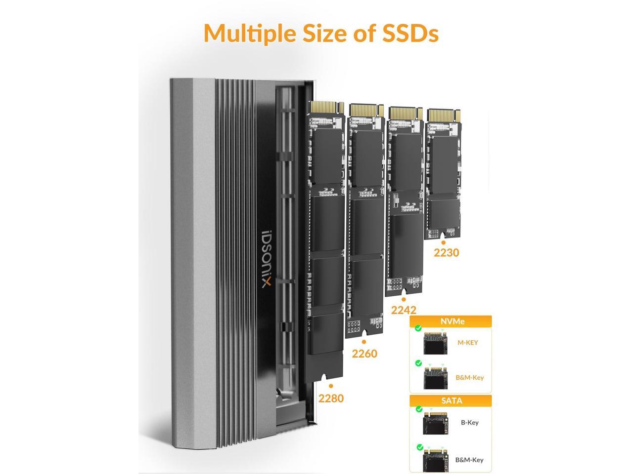 IDsonix - Carcasa M.2 De Doble Bahía Para 2 Unidades SSD M.2 NVMe De 10 Gbps De Velocidad Rapida A Rayas De Aluminio Anti Calor Usb 3 1 Gen2 Tipo C
