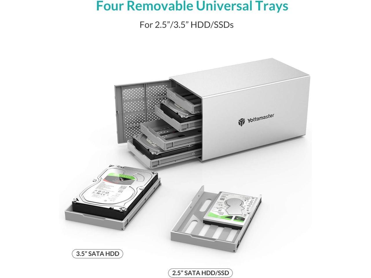 Yottamaster 4 Bay Hard Drive Enclosure, Aluminum Alloy 4 Bay 2.5/3.5 ...