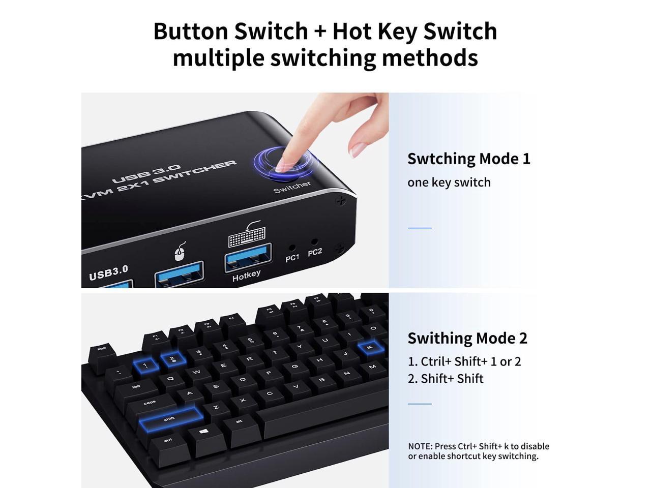 USB HDMI 2.1 KVM Switch 4K 120Hz, BolAAzuL 8K DualPort USB 3.0 HDMI 2.