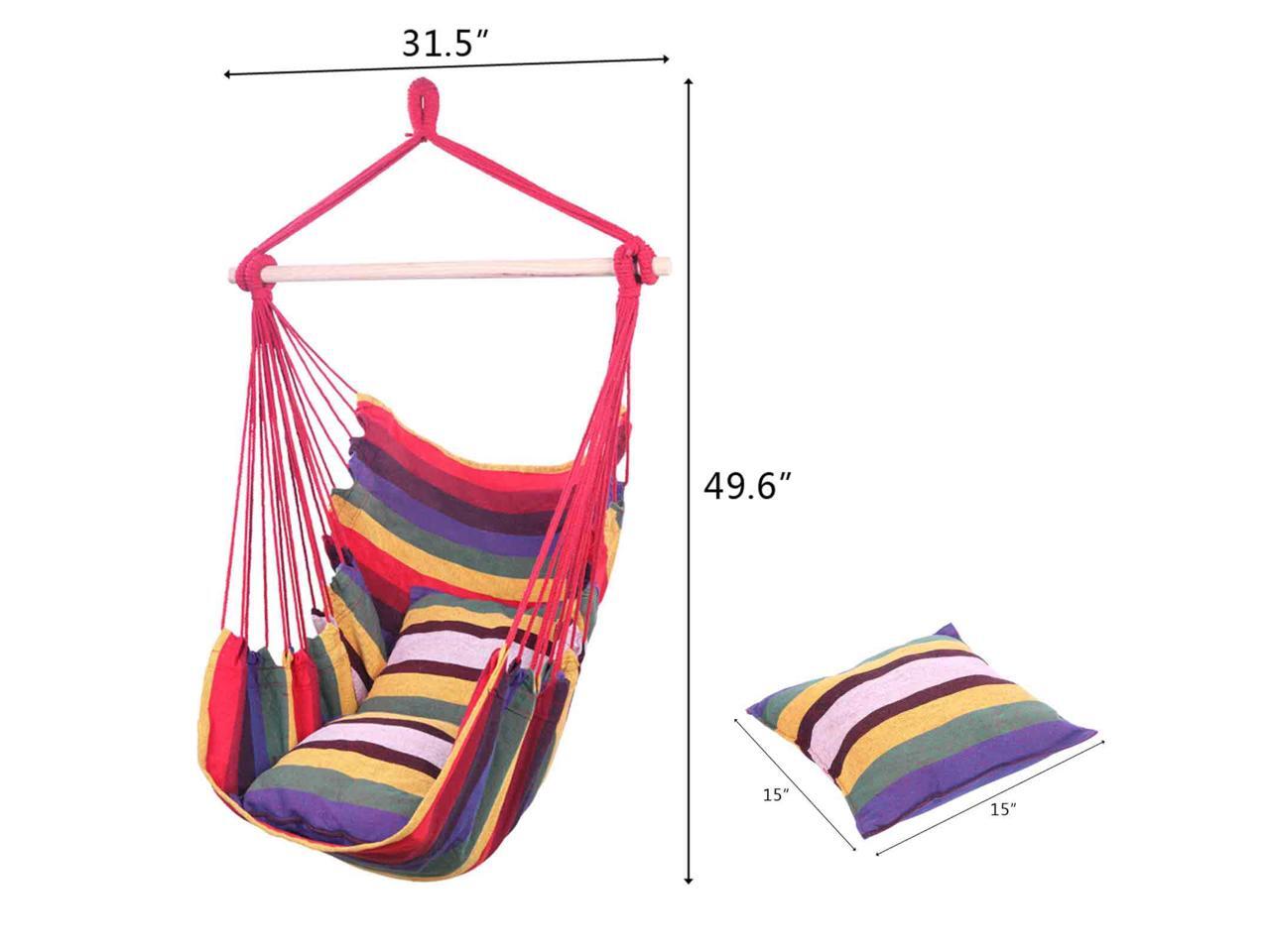 Femorel Distinctive Cotton Canvas Hanging Rope Chair with Pillows