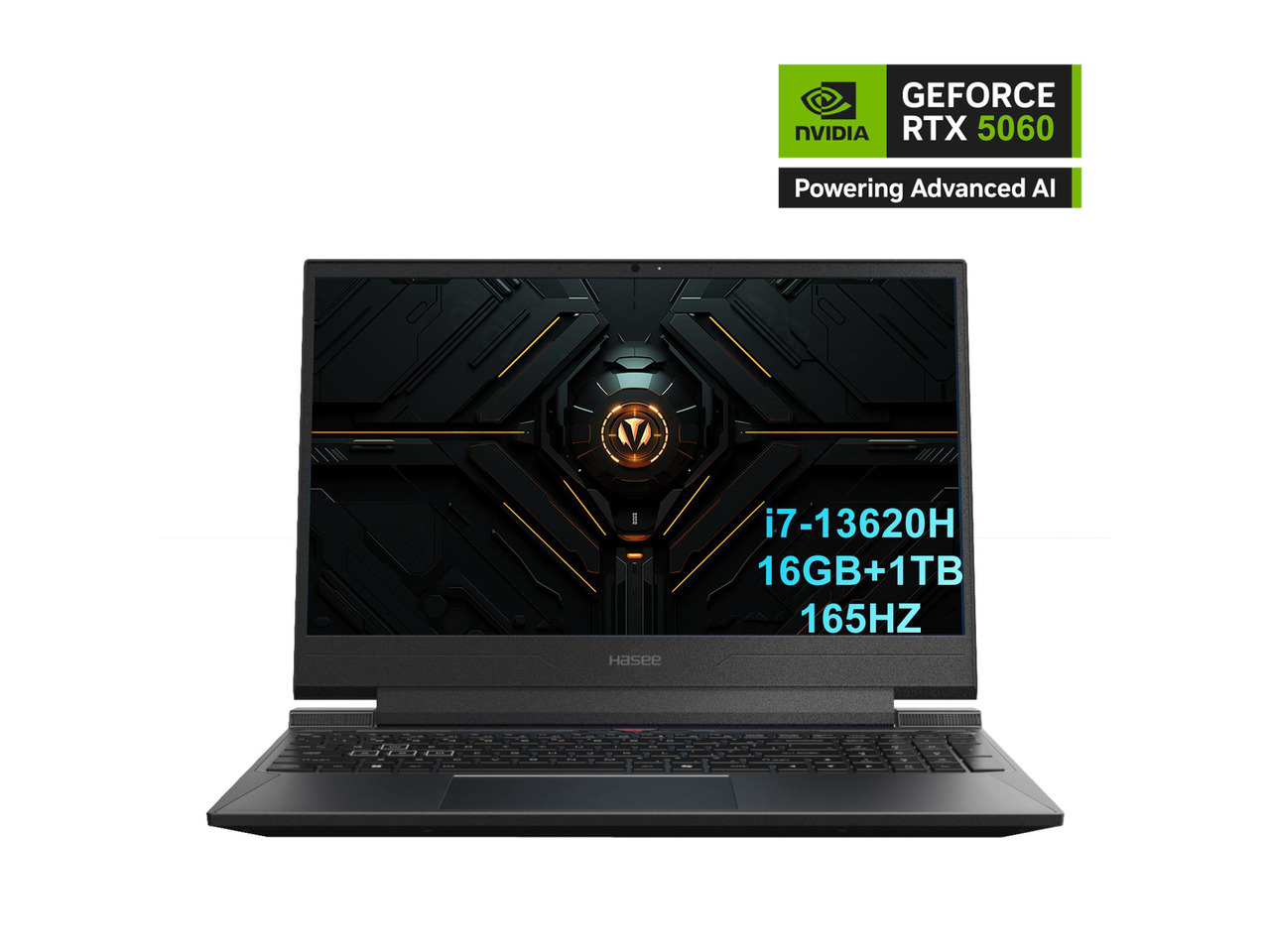Hasee S8 (15.6'', i7-13620H, RTX5060), Gaming Laptop, i7-13620H 4.9GHz, 16G DDR5 RAM, 1TB NVMe PCIe4.0 SSD, RTX5060 8G GDDR7, 15.6'' 165Hz IPS Display, Backlit KB, WF6,BT5.4, Win11, Desert Black