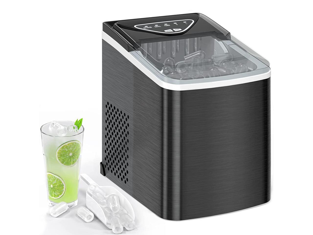 9 Bullet Ice Cubes Ready in 6 Mins LCD Display Self-Cleaning 22lbs Ice Cubes in 24H 2.1L Electric Stainless Steel Ice Maker with Ice Scoop Basket Ice Maker Countertop Machine 