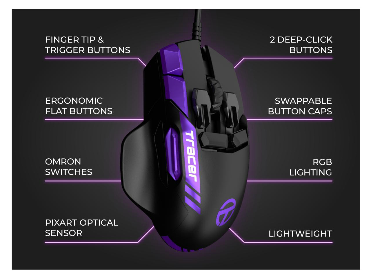 Swiftpoint Tracer Wired Gaming Mouse: 13 Programmable Buttons, 2 ...