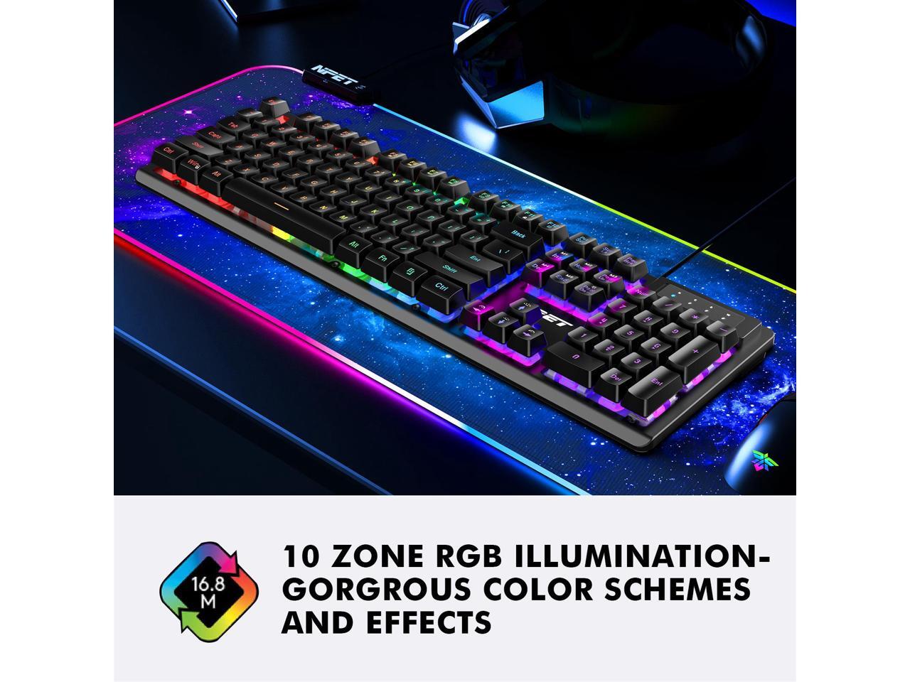 NPET K10 Gaming Keyboard, LED Backlit, SpillResistant Design